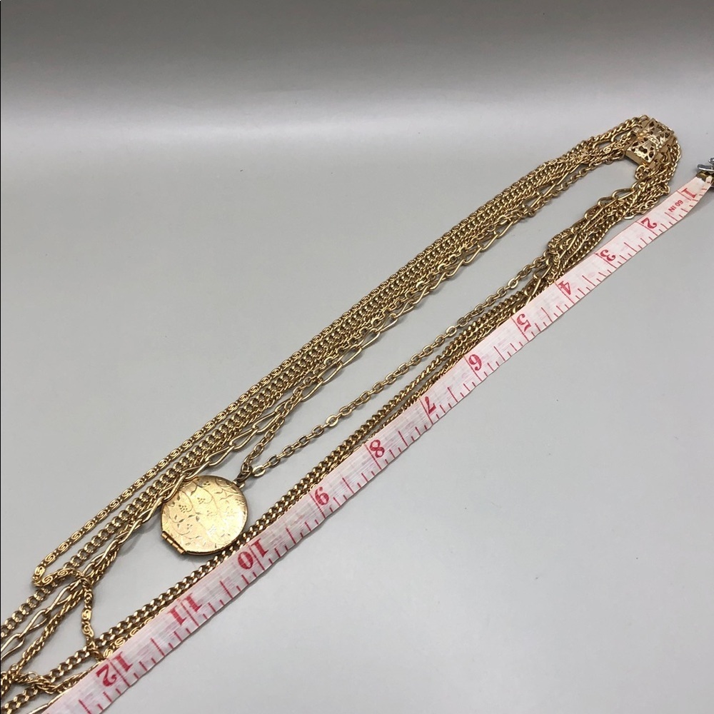 Vintage Citation Multi Layer Gold Tone Chain Necklace Locket Pendant Dressy Look - Picture 6 of 9
